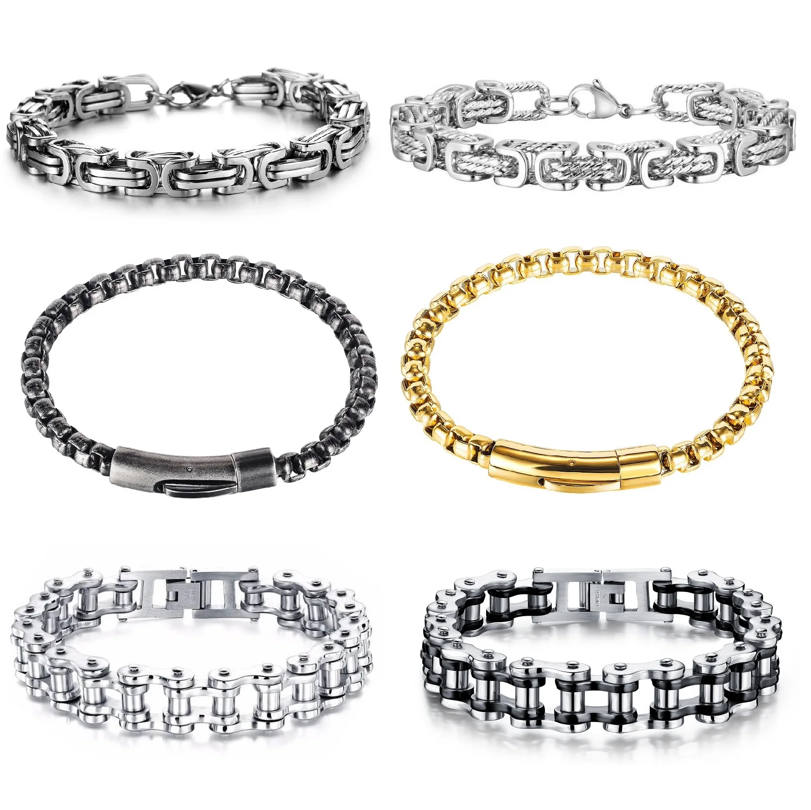 Punk Stainless Steel Byzantine Bracelet for Men Women Link Chain Braided Wristband Vintage Jewelry Gift