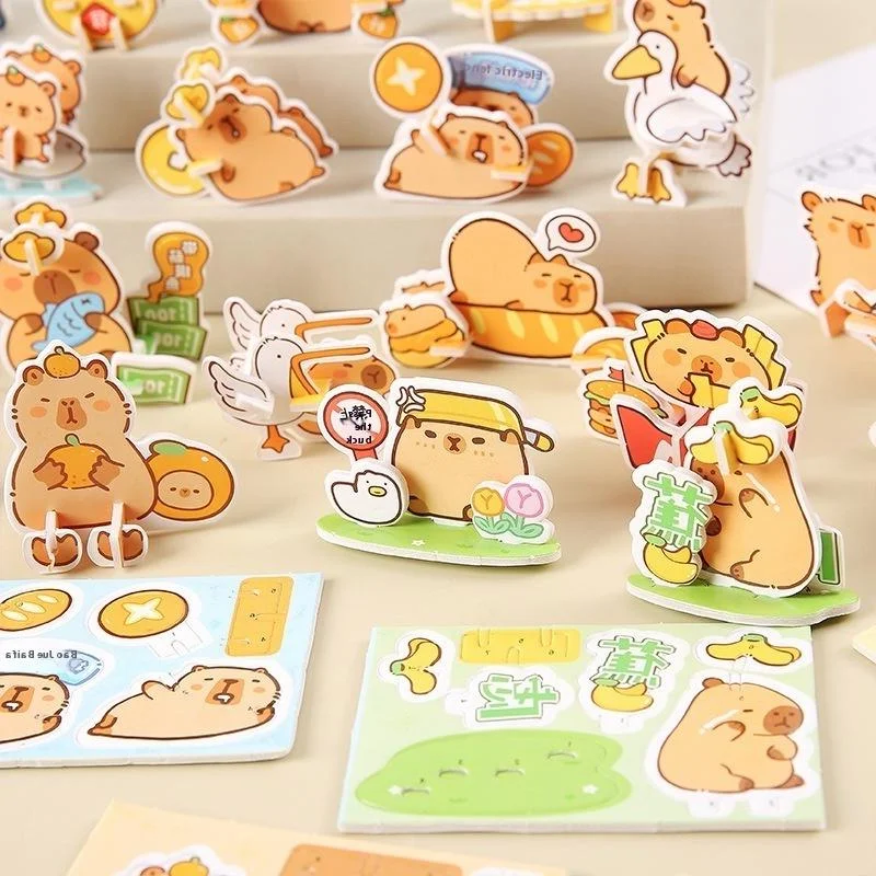 

30Pcs/Set Cartoon Animal Capybara Theme Paper Jigsaw Puzzle Toys Children's Paper 3D Capybara Shaped Favors For Birthday Party