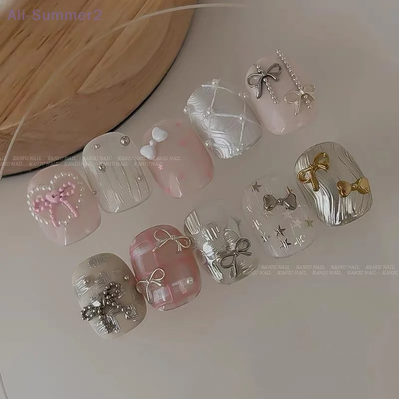 {MX} 10 قطعة لطيف ثلاثية الأبعاد شريط صغير ربطة عنق مسمار السحر بلون Bowk المعادن مسمار الفن زينة DIY بها بنفسك مانيكير اكسسوارات #2