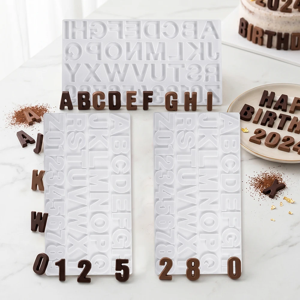 1pc 26 English letter long shaped chocolate silicone mold DIY candy biscuit pudding dessert mold