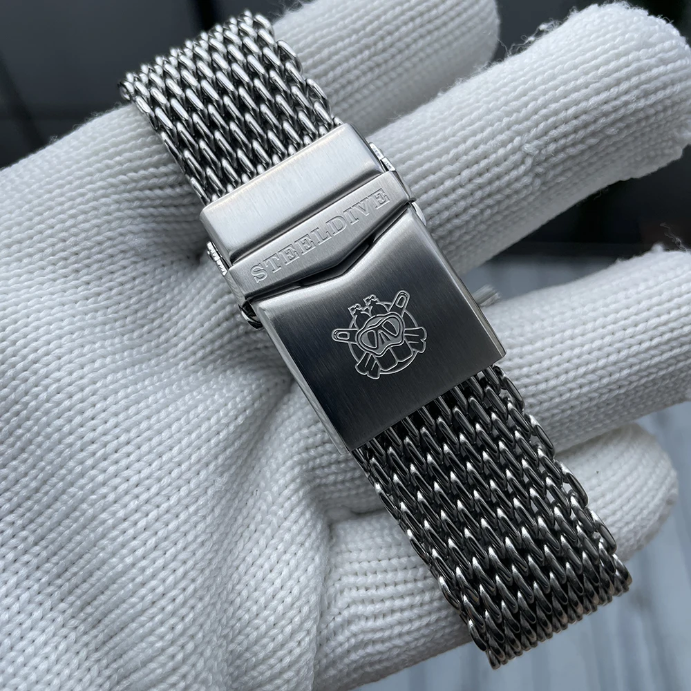 Reloj de buceo STEELDIVE para hombre, reloj de pulsera mecánico automático militar, 20bar, resistente al agua, BGW-9, zafiro luminoso, bisel de cerámica NH35