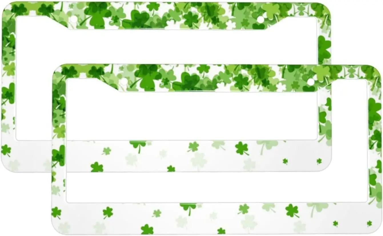 

St. Patrick's Day License Plate Frame Holder Cover Car Accessories,Aluminum Car Tag Frame with 2 Holes and Screws Auto