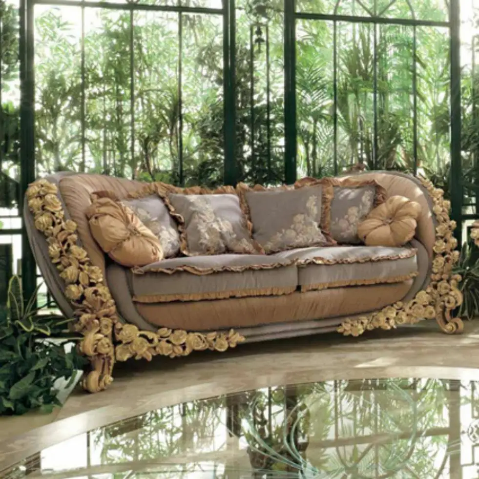 Living room furniture French neoclassical European villa mansion rose sofa luxury furniture