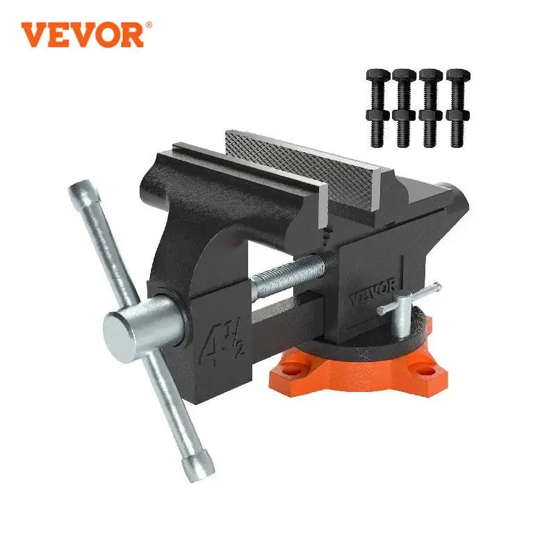 

VEVOR Bench Vise 4.5" 6" 6.5" Multipurpose with Swivel Base & Anvil Heavy Duty Cast Iron for Drilling, Conduit Cutting, Sanding