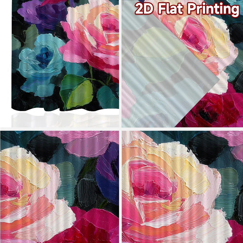 2D Flat Printing,2pcs Colorful Rose Bouquet Fashionable Popular Curtains Versatile Polyester Fabric Curtains Decorations