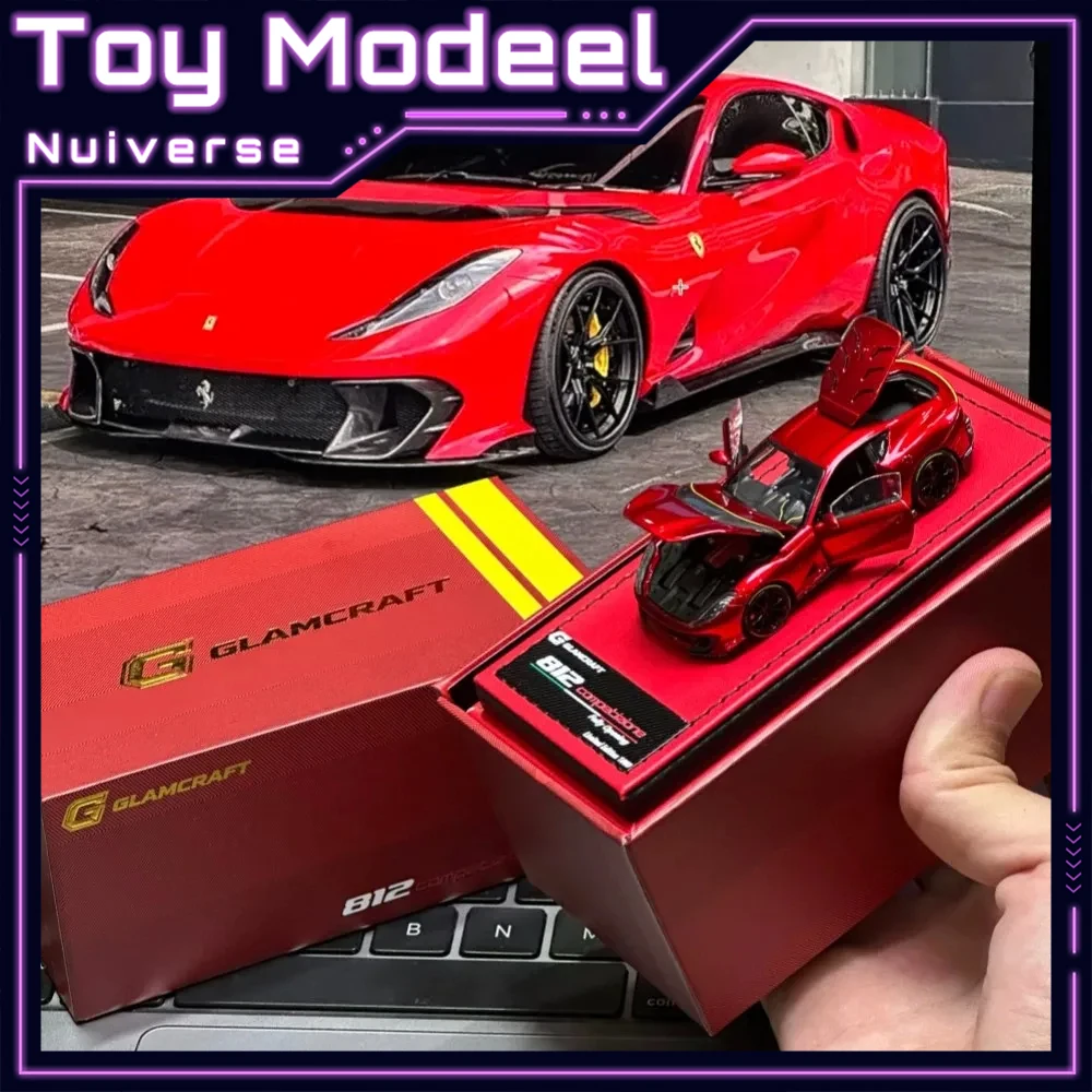 

GLAMCRAFT 1/64 Ferrari 812 Competizione Diecast Alloy Car Openable Realistic Simulation Collectible Car Perfect Gift for Boys