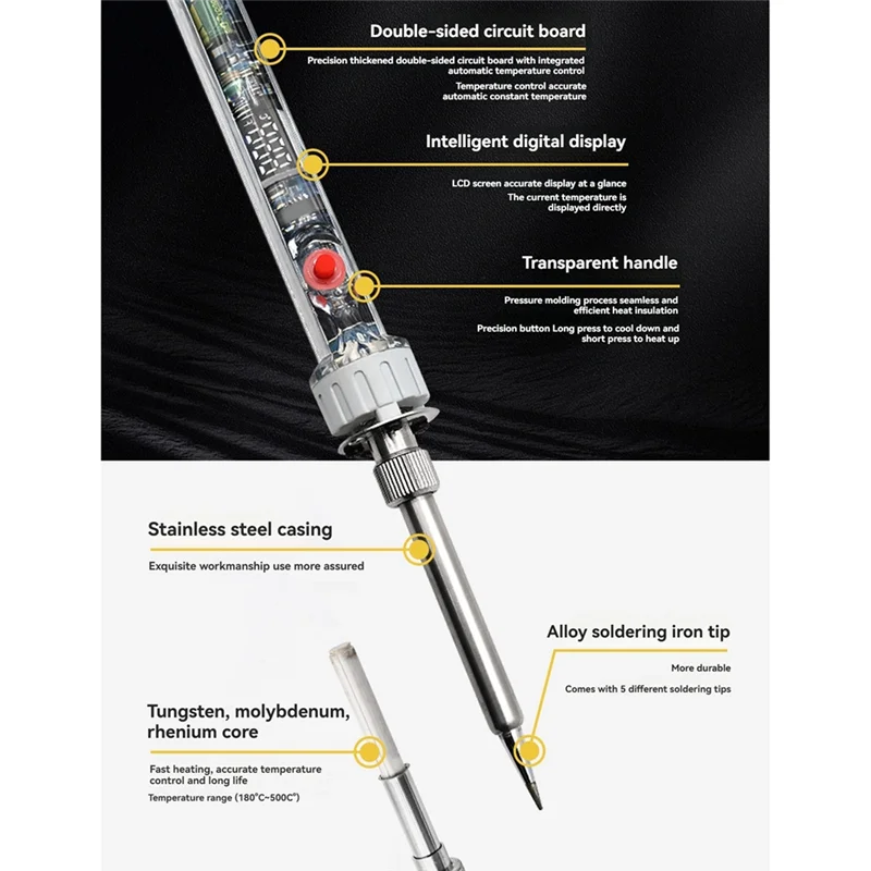 

High Quality-90W Electric Soldering Iron P907 Adjustable Temperature LCD Digital Display With Switch Welding Repair Tools,90W El