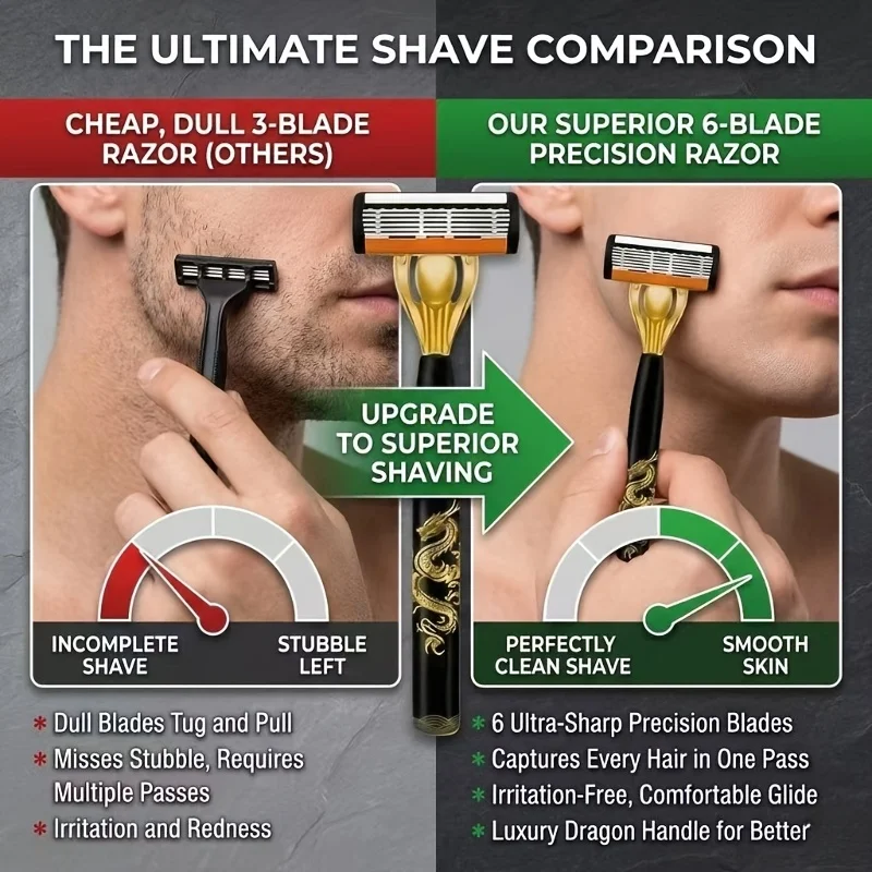 Men's Vintage Safety Razor Set Double Edge Manual Razor with 24 Replacement Blades Stainless Steel Barber Shaving Kit