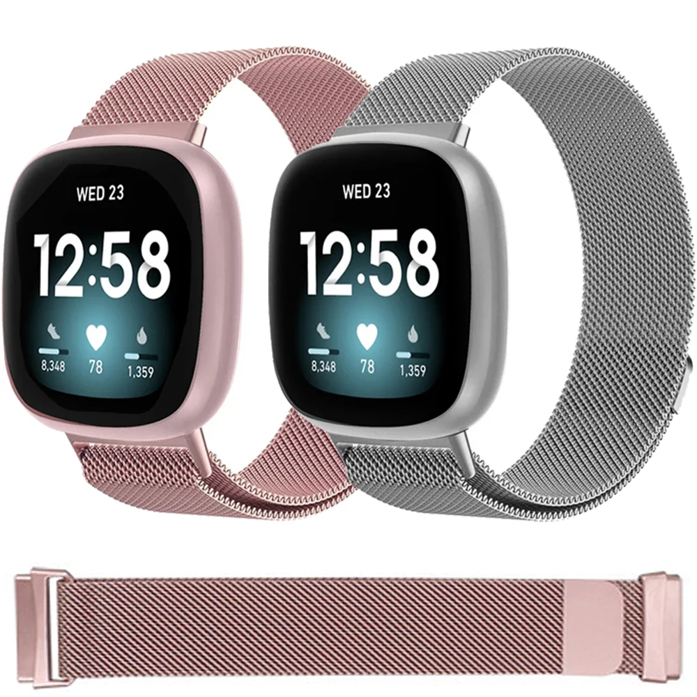 Magnetisches Milanaise-Armband für Fitbit Sense 2-1 Metallarmband Correa für Fitbit Versa 4/Versa 3, austauschbares Armbandzubehör