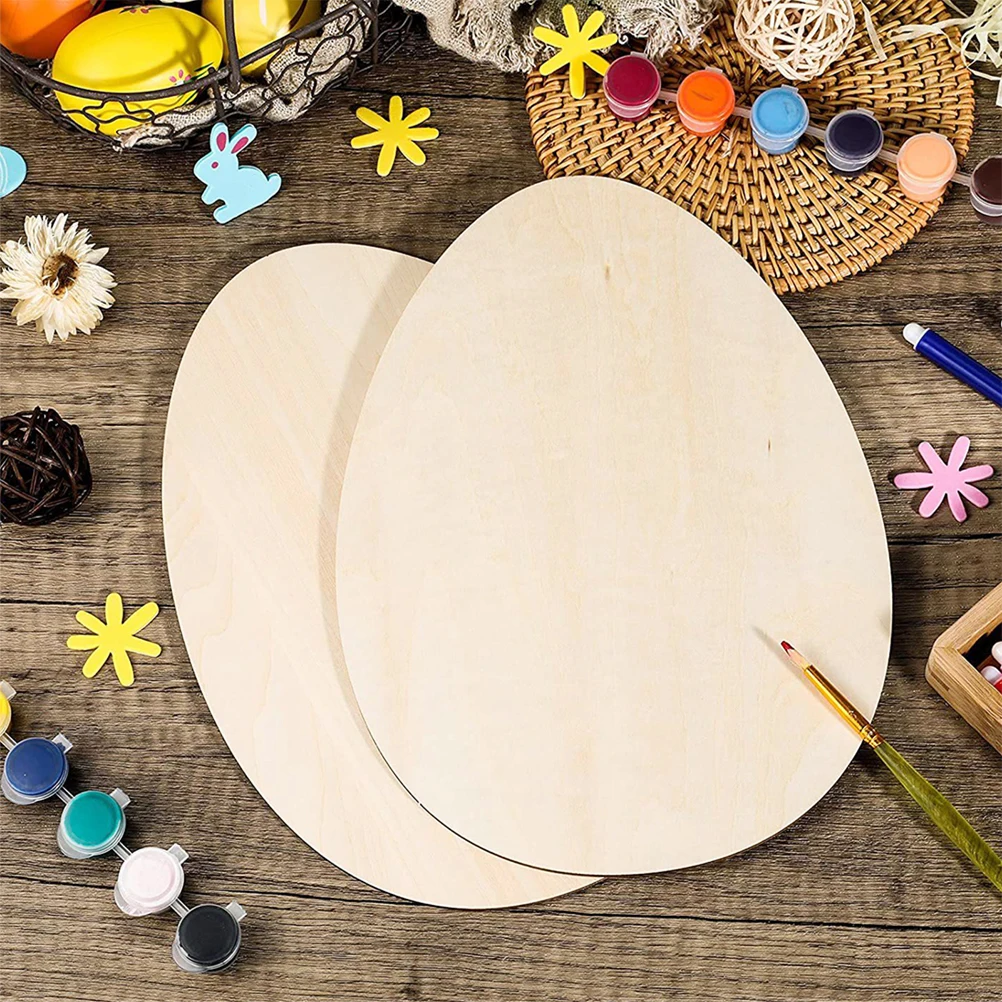 

12 Pcs Wooden Easter Egg Crafts Unfinished Blank Slices Ornaments for Children DIY Home Decorations Hanging Supplies