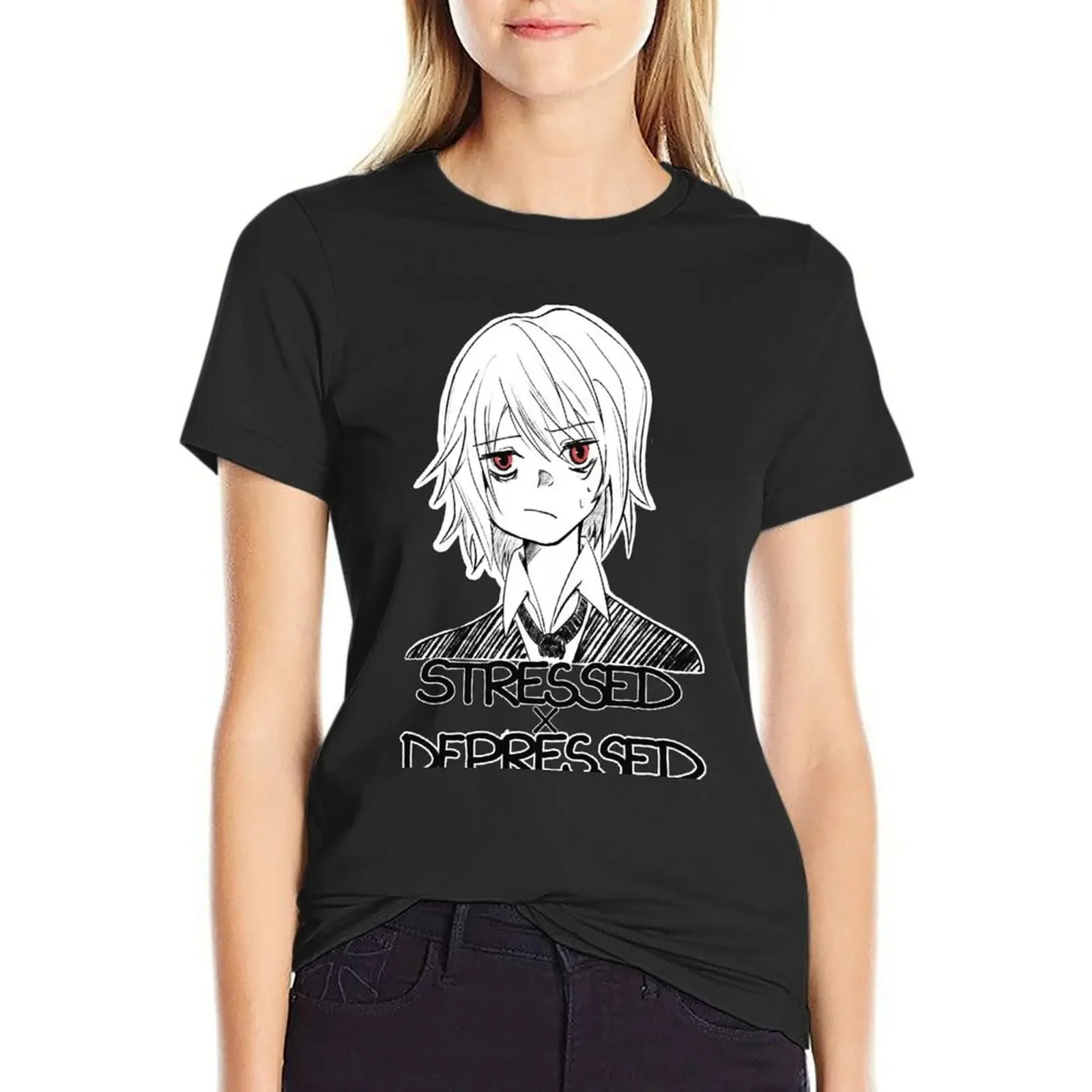 

Stressed X Depressed T-Shirt anime heavyweights blanks Women t-shirts