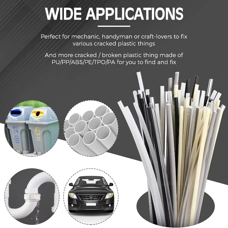 Plastic Welds Rod Set 20cm Wires Stick ABS/PP/PVC/PE Welding Sticks for Car Bumper Repair Soldering Tool Hot Air Gun Welder Kit
