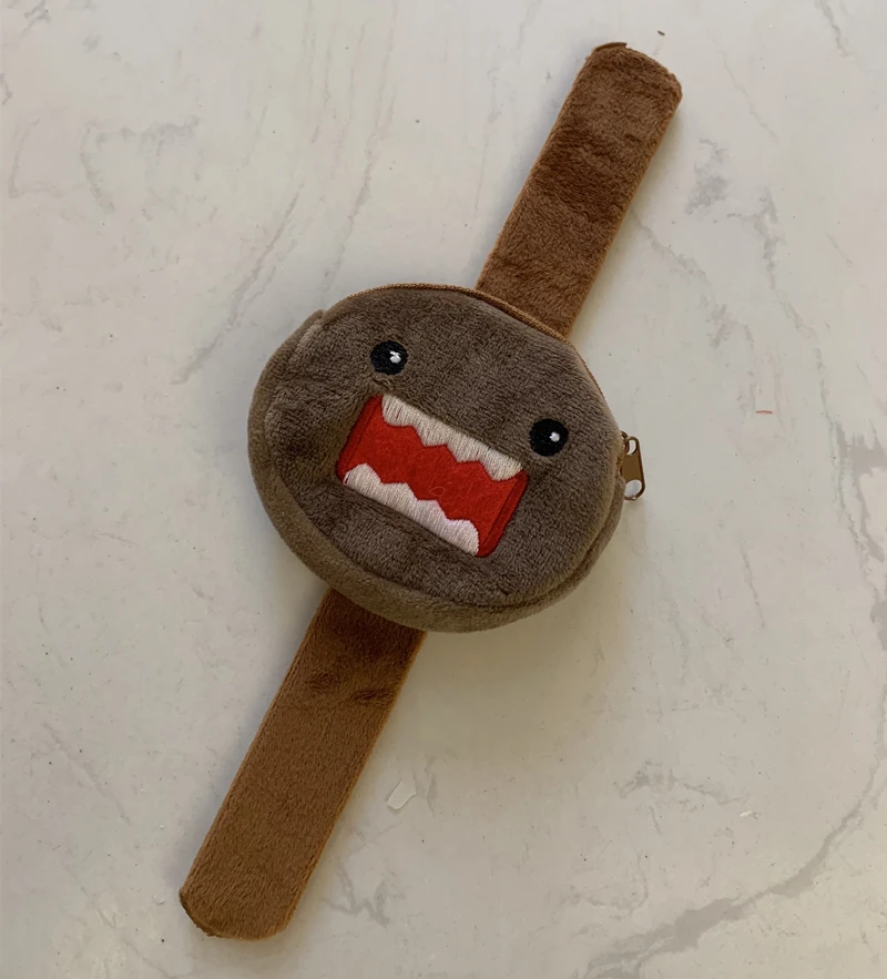 Cute Domo Kun Wrist Wallet Coin Purse Pouch Kawaii Plush Wristband Bracelet Kids Toys Gift