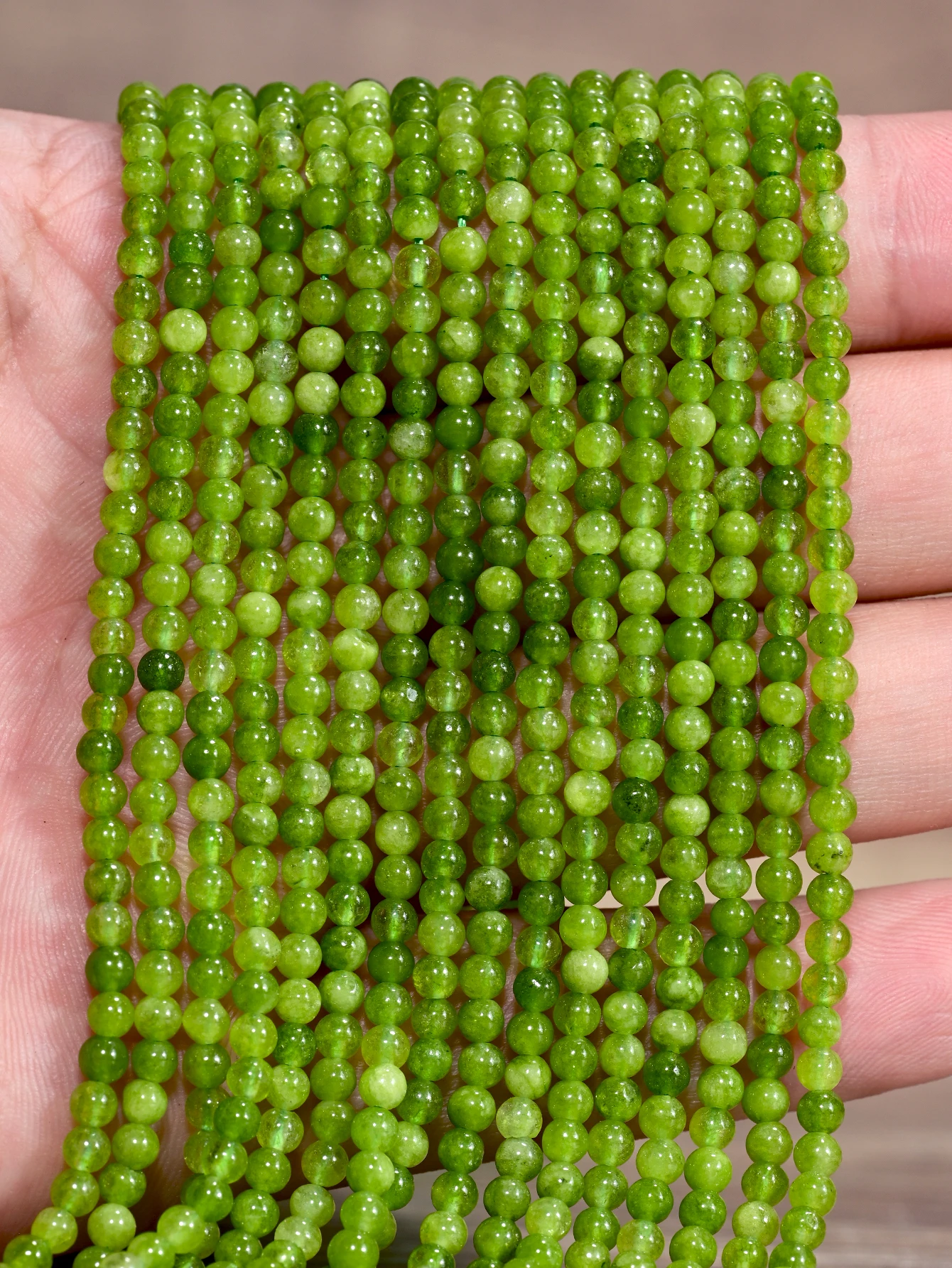 Yumfeel 3mm Natural Green Jade Round Loose Beads Smooth Gemstone Beads for DIY Necklace Bracelet Earring Jewelry Making