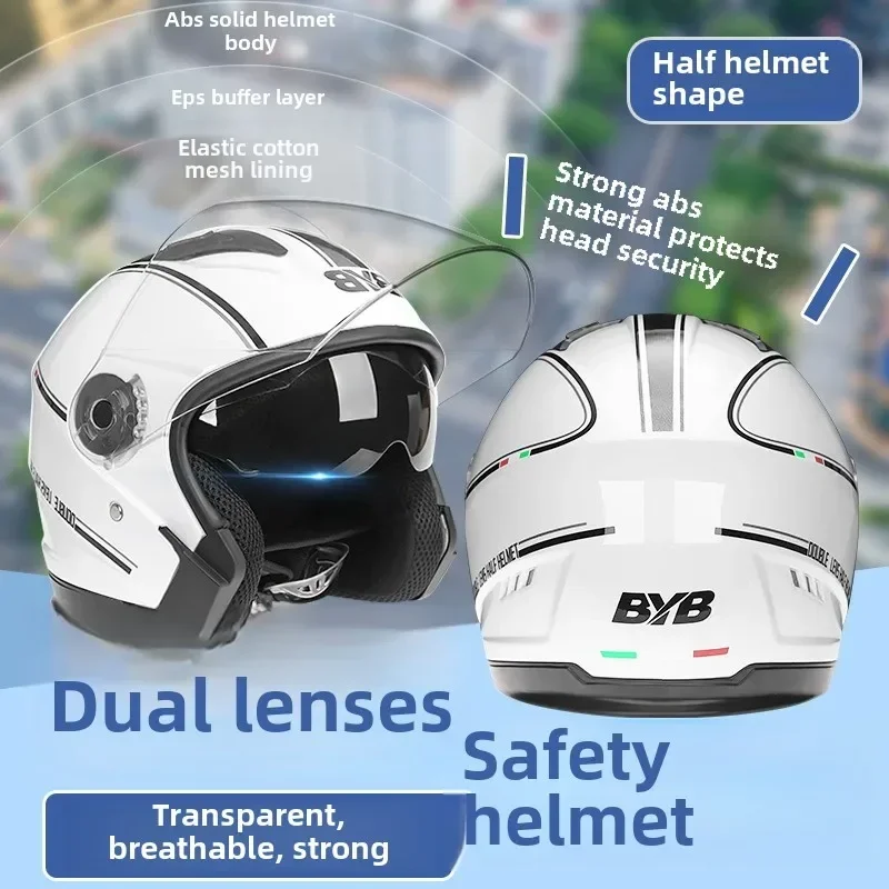 Motorcycle electric bicycle helmet for all seasons dual mirror opening helmet anti fog function