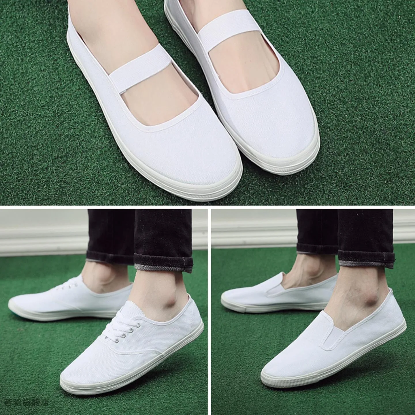 White Dance Shoes Nurse Performance Soft Bottom Breathable Gym Canvas Shoes Handmade Work Women's Footwear Casual Style