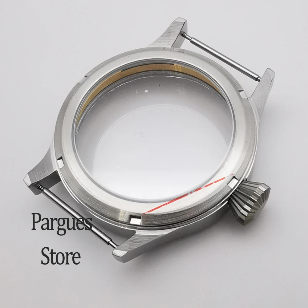 43mm sapphire glass sterile watch case dial hands fit ETA 6497 Seagull ST36 manual winding movement