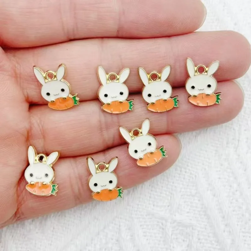 20pcs factory direct DIY jewelry drip oil alloy radish rabbit cute bracelet pendant accessories necklace keychain