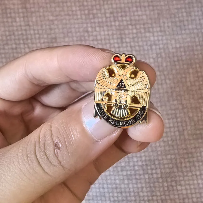 33rd Masonic Eagle DEUS MEUMQUE JUS Lapel Pin Masons Metal Craft Badge 22mm*17mm