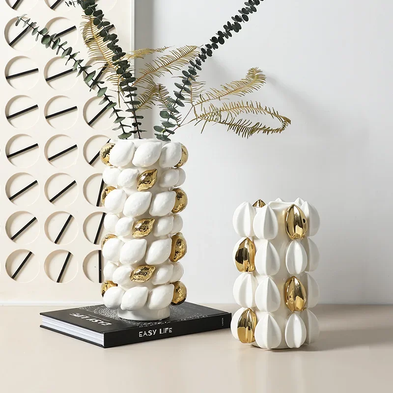 Ceramic Vase Gold Creative Fruit Shape Cartoon Lemon Carambola Ceramic Handicraft Flower Vase Home Decoration Accessories