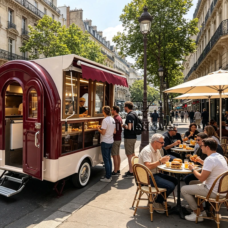 Cheap Mini Food Cart Truck Vintage Outdoor Mobile Food Trailer with Awning Dessert Pancake Fast Food Trailer for Sale
