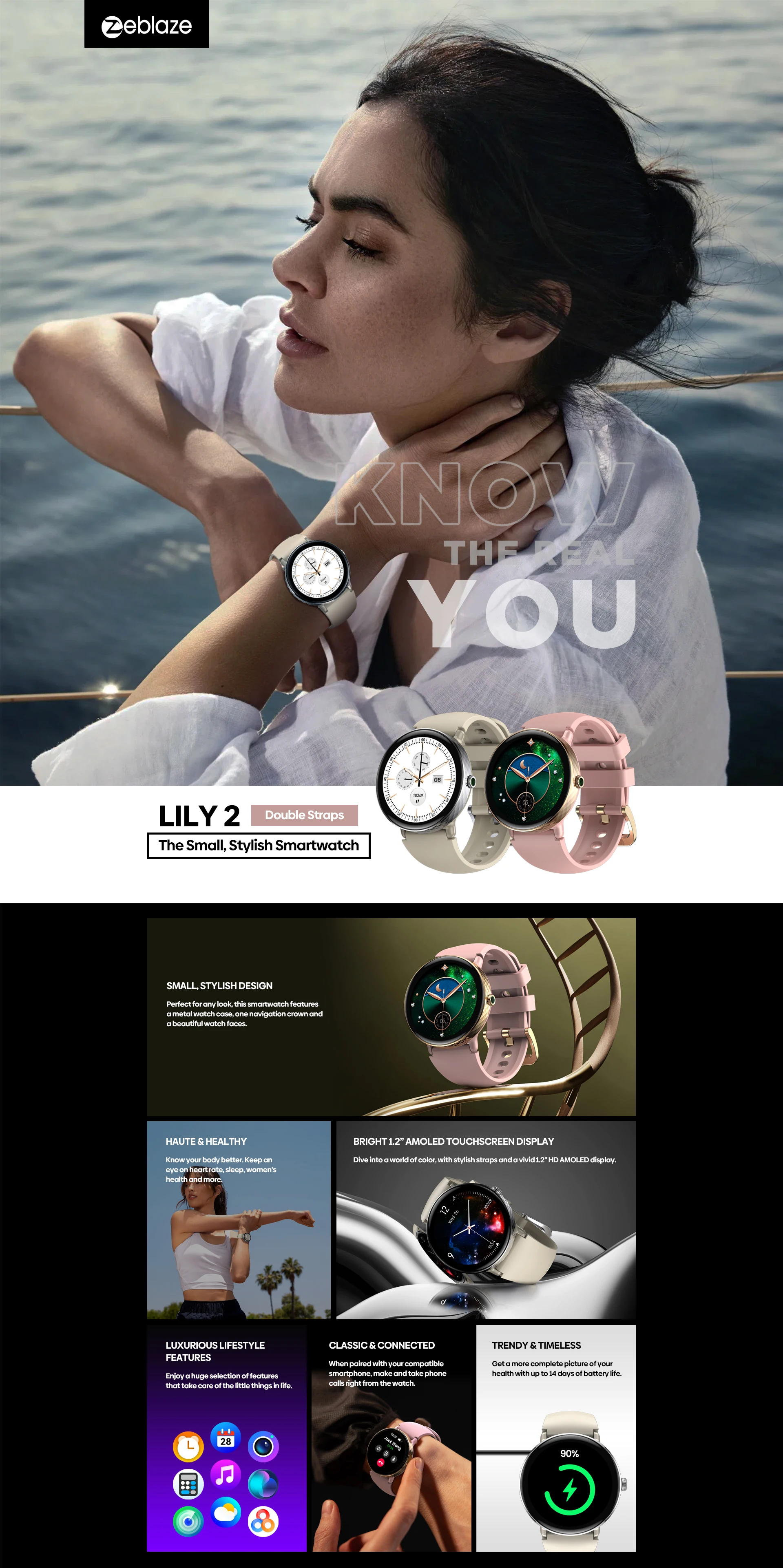 Neue 2025, Zeblaze LILY 2, Sprachanruf, weibliche Smartwatch, Doppelarmband, 1,2 Zoll HD-AMOLED-Display, Gesundheitsüberwachung, Sport-Smartwatch – Detail 1