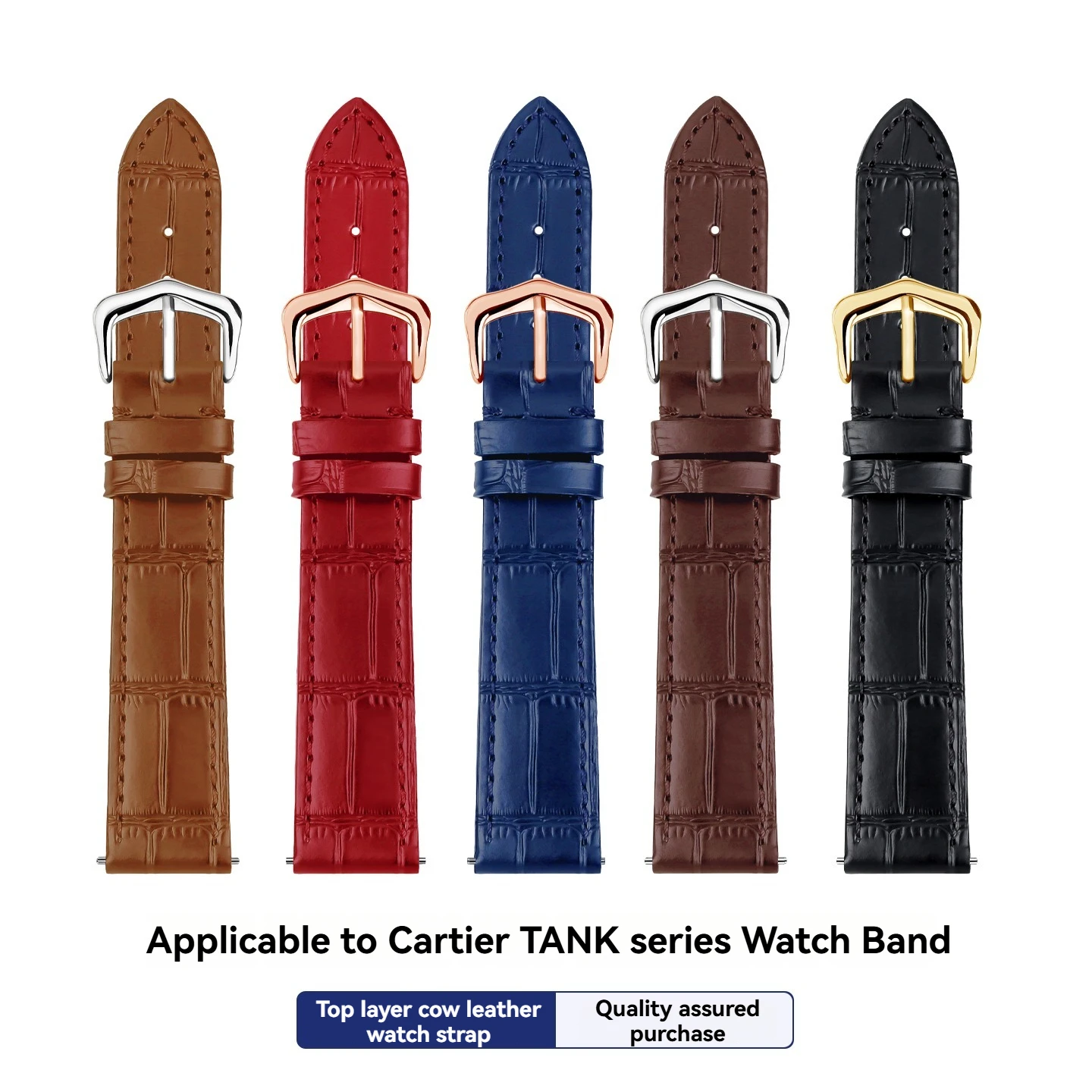 Replacement Quick Release Leather Strap for Cartier Dumont Tank London Santos de Cartier Cle Women's Genuine Cowhide Watch Band