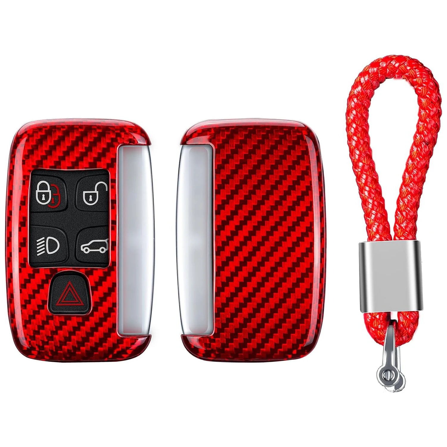 

Carbon Fiber Key Fob Cover Case Protector for Jaguar 5 Buttons Smart Remote Car key Shell for Land Range Rover Dsicovery LR4 HSE