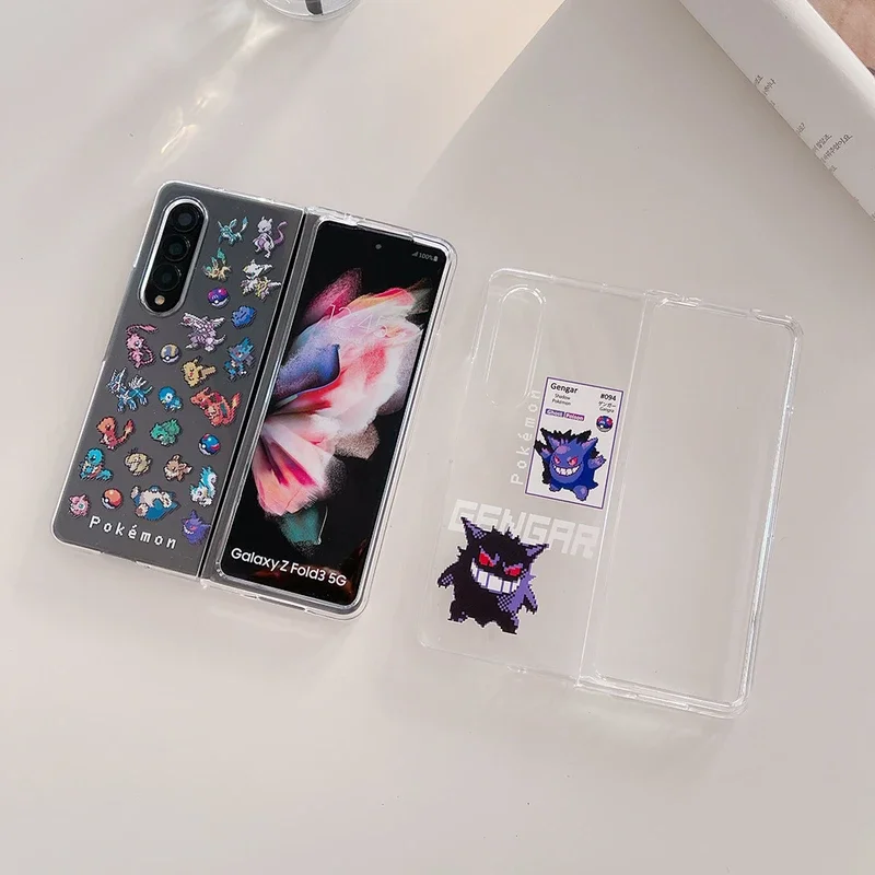 Funda de teléfono transparente para Samsung Galaxy Z Flod 6 5, Anime japonés, monstruos de bolsillo, Pokémon Gengar, funda suave transparente para Z Flod 3 4