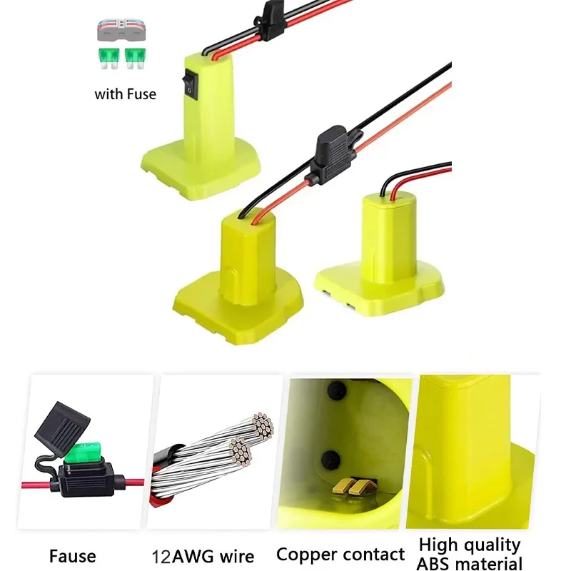 

Battery Adapter for Ryobi ONE+ 18V Nimh/Nicd/Li-ion Battery DIY Power Wheels Adapter Tool Connector for RYOBI With 12AWG Wires