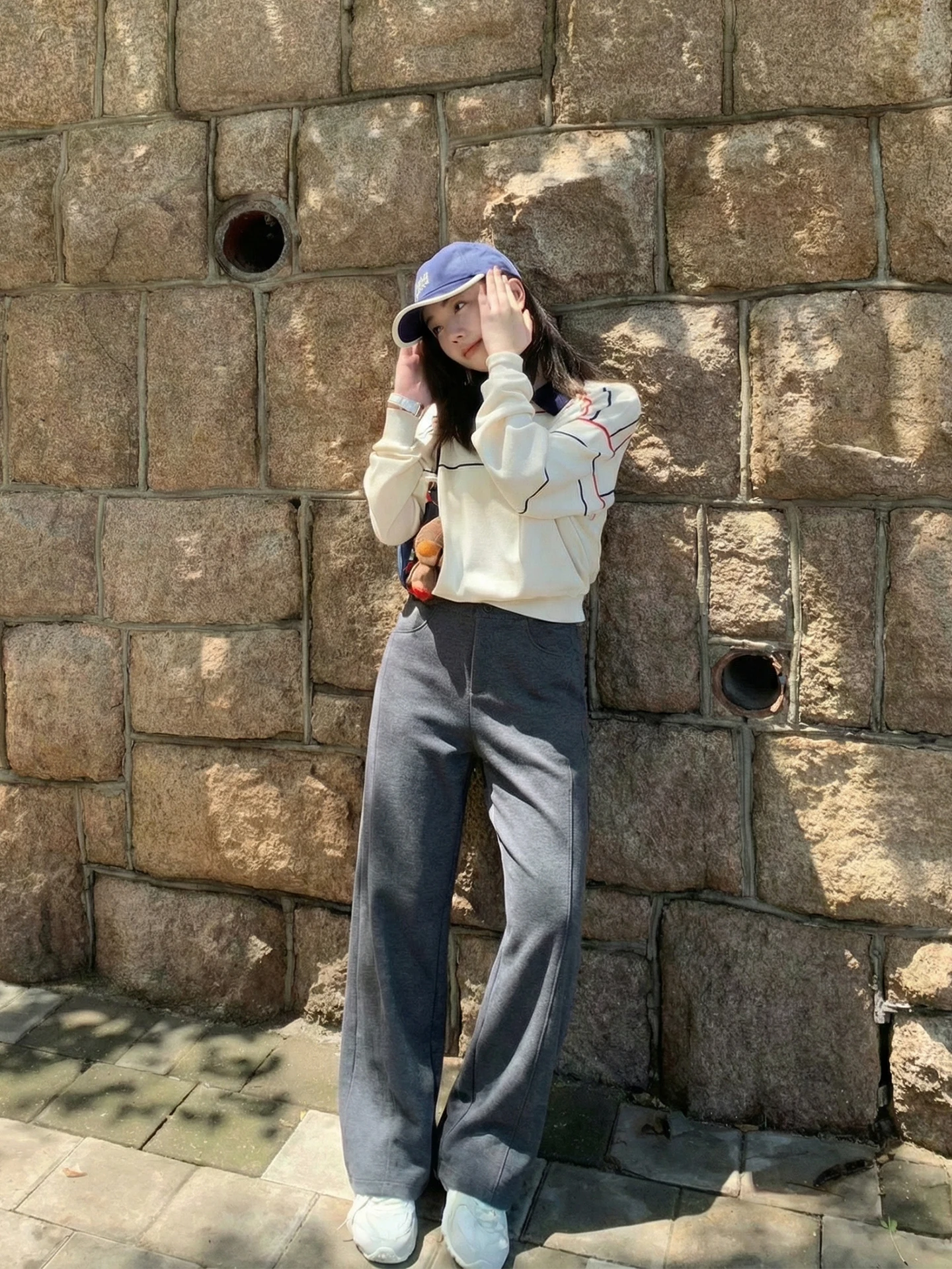 

Серые повседневные брюки с высокой талией, женские тонкие эластичные брюки прямого кроя из смесового хлопка, удобные, дышащие, весенняя мода COCOZONE