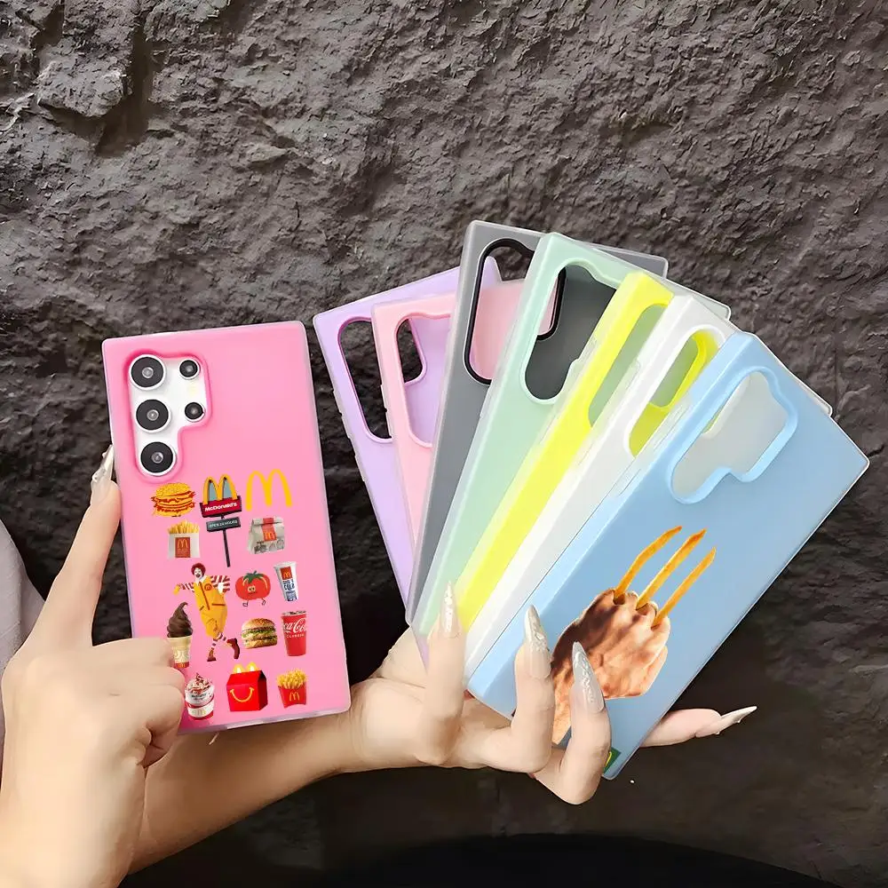 Phone Case Soft TPU Clear Case For Samsung S22-S26, 2-in-1 Detachable Multi-Color Card Holder Cover M-M-cdonalds-S-S