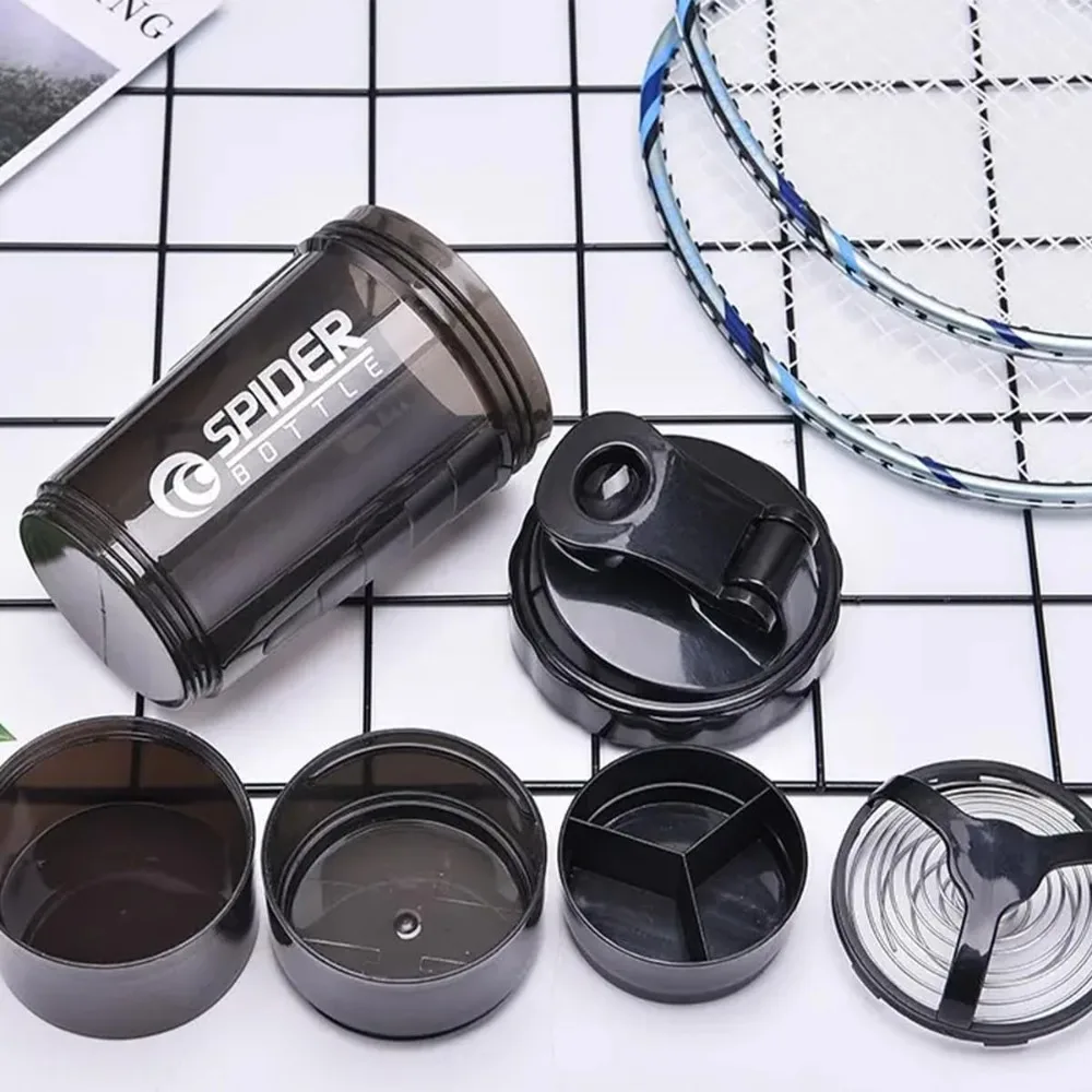 500ml Portable Protein Shaker Cup with Powder Storage Container Mixer Cup Gym Sport Water Bottle with Wire Whisk Ball Drinkware image 5