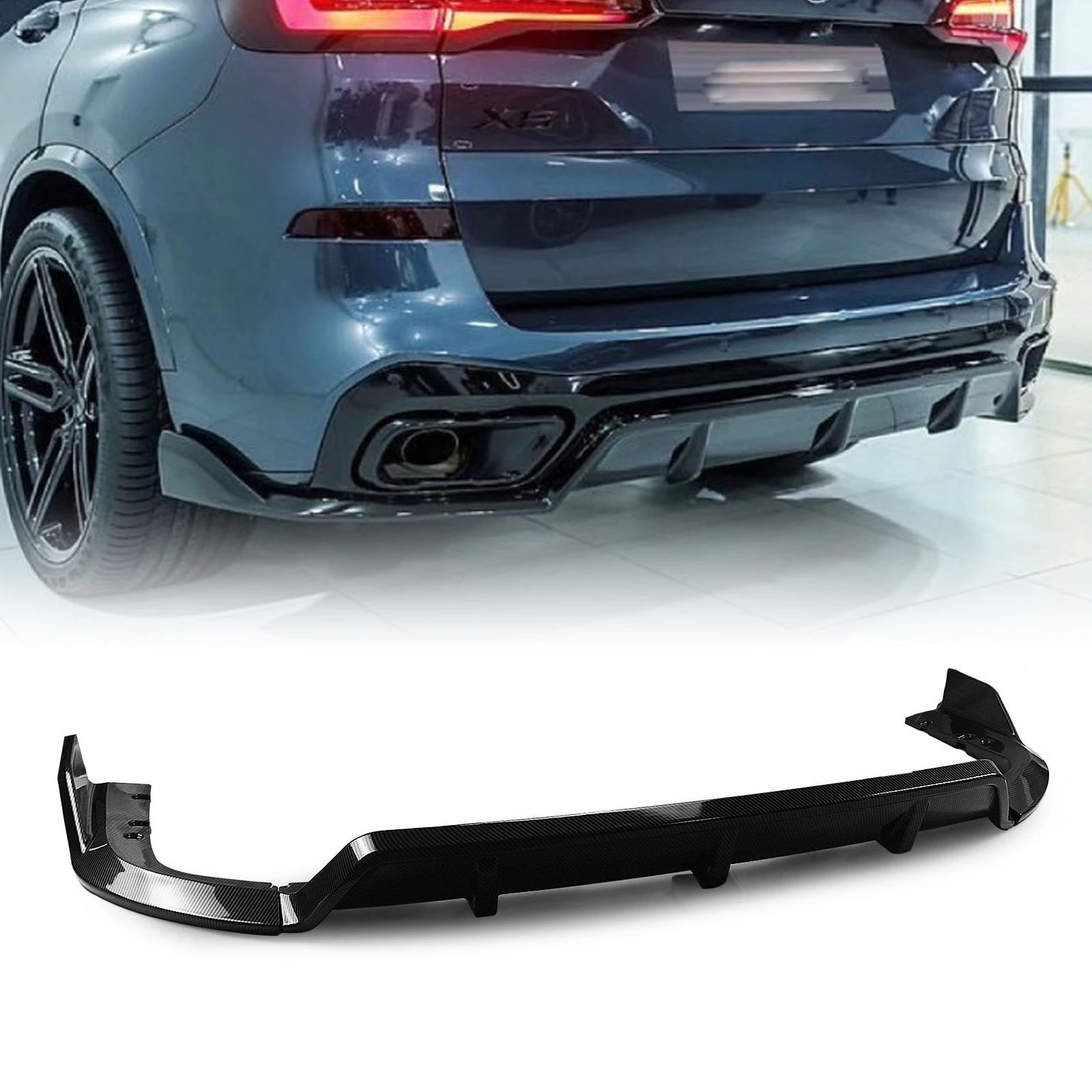 

Rear Spoiler Bumper Diffuser Lip For BMW G05 X5 LCI M Sport 2019 2020 2021 2022 2023-2025 Gloss Black/Carbon Fiber Look Splitter