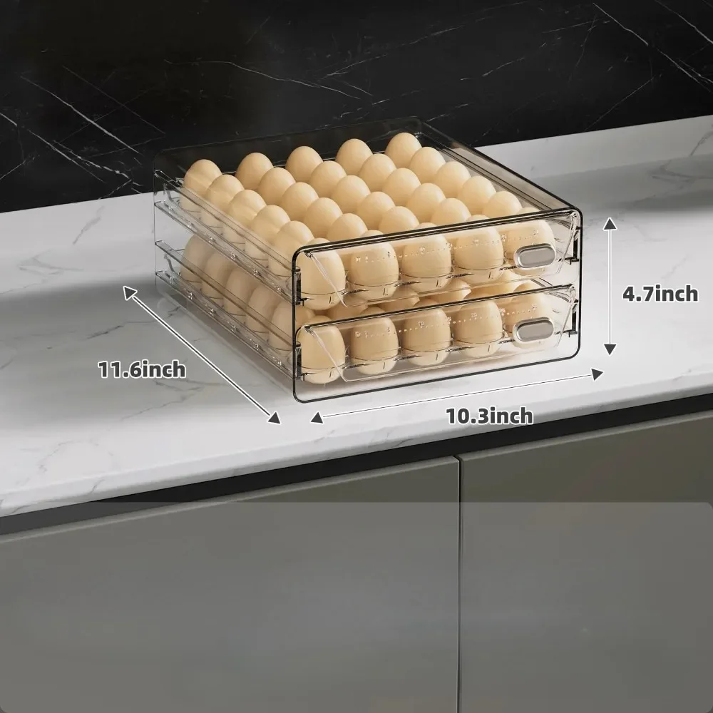 Clear 60 Egg Container for Refrigerator, Egg Holder for Fridge,Stackable Eggs Storage Container, Egg Fresh Storage Box Tray