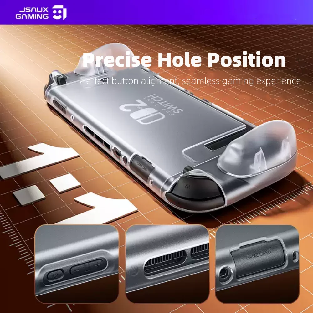 JSAUX PC0117 Split Transparent Case Ergonomic Protective Casing for Switch 2, Slim Dockable Transparent Hard Shell for Switch 2
