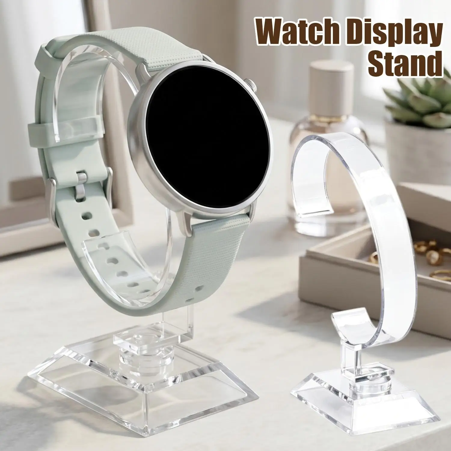 Transparent Watch Display Stand C-Circle Acrylic Holder Counter Show Stand Wrist Watch Bracelet Display Jewelry Holder Showcase view 2
