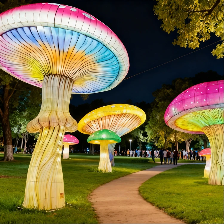 Large Giant Stainless Steel Reusable Outdoor Waterproof Mushroom Lanterns for Graduation Christmas Festival in Park and Garden
