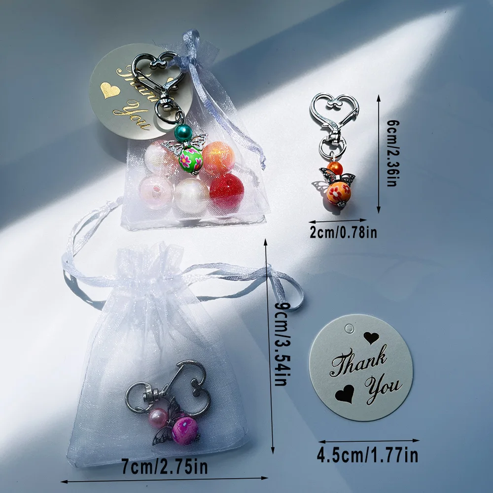 36 قطعة/12 مجموعة سلسلة مفاتيح على شكل قلب الملاك، هدايا مناسبة لحفلات الزفاف، عيد الميلاد، عيد الفصح، زينة العطلات، المعمودية #6