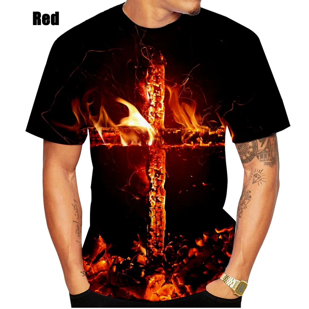 

Personality Christian Cross Short Sleeve Fashion Jesus T Shirt Casual Men's T-shirt