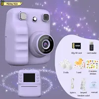 Linda impresora de cámara fotográfica púrpura para niños con juego, Mini cámara de vídeo Digital para niños de 4 a 12 años, regalos para niños y niñas