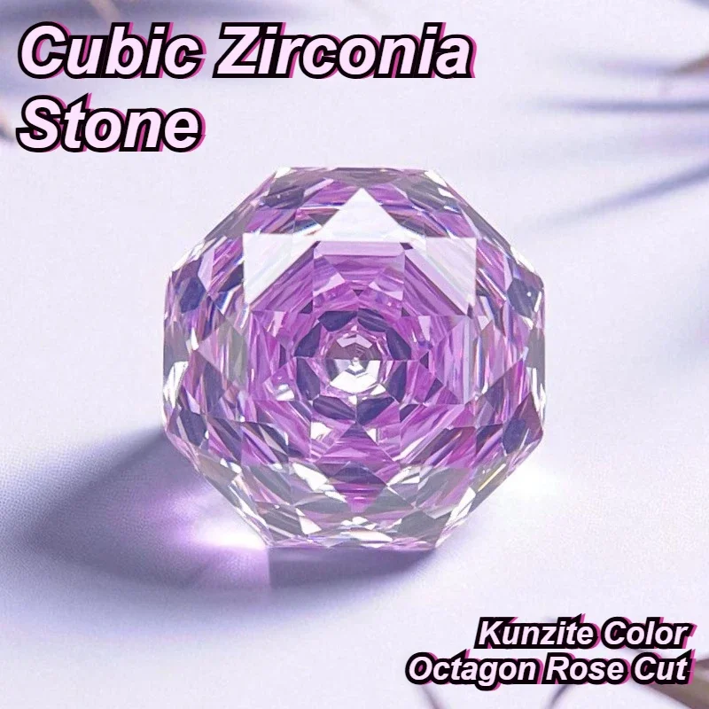 Cubic Zirconia Stone Octagon Rose Cut Kunzite Color Loose Stones 6mm-8mm Used For DIY Charms Jewelry Making Main Materials