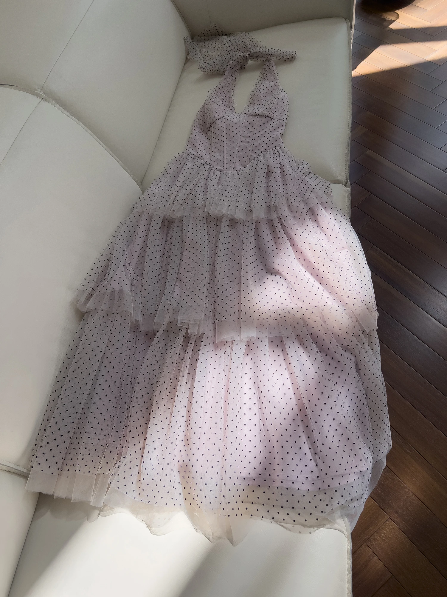 

Шифоновая свадебная юбка в плотном горошек Emed Dr P с фиолетовым подвесным ремешком Bal Puffy Hem Vaion, длинная юбка, модный вечер...