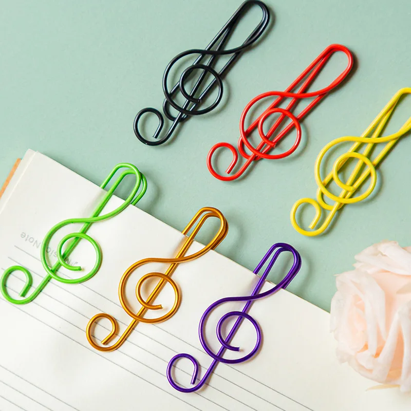 20/50/100PCS Music Paper Clip Metal Office Cute Binder Kawaii Stationery Clip Paper Clips Cute Decorative PaperClip Stationery
