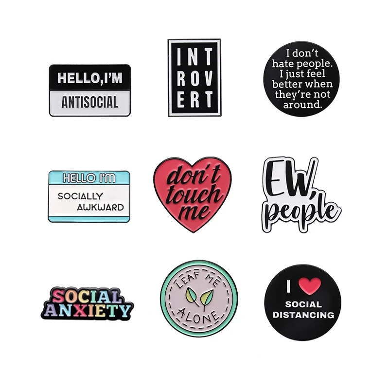 Hola soy antisocial Socialmente incómoda esmalte Pin personalizado Social Anxiety Club broches solapa insignia joyería regalos para mejor amigo