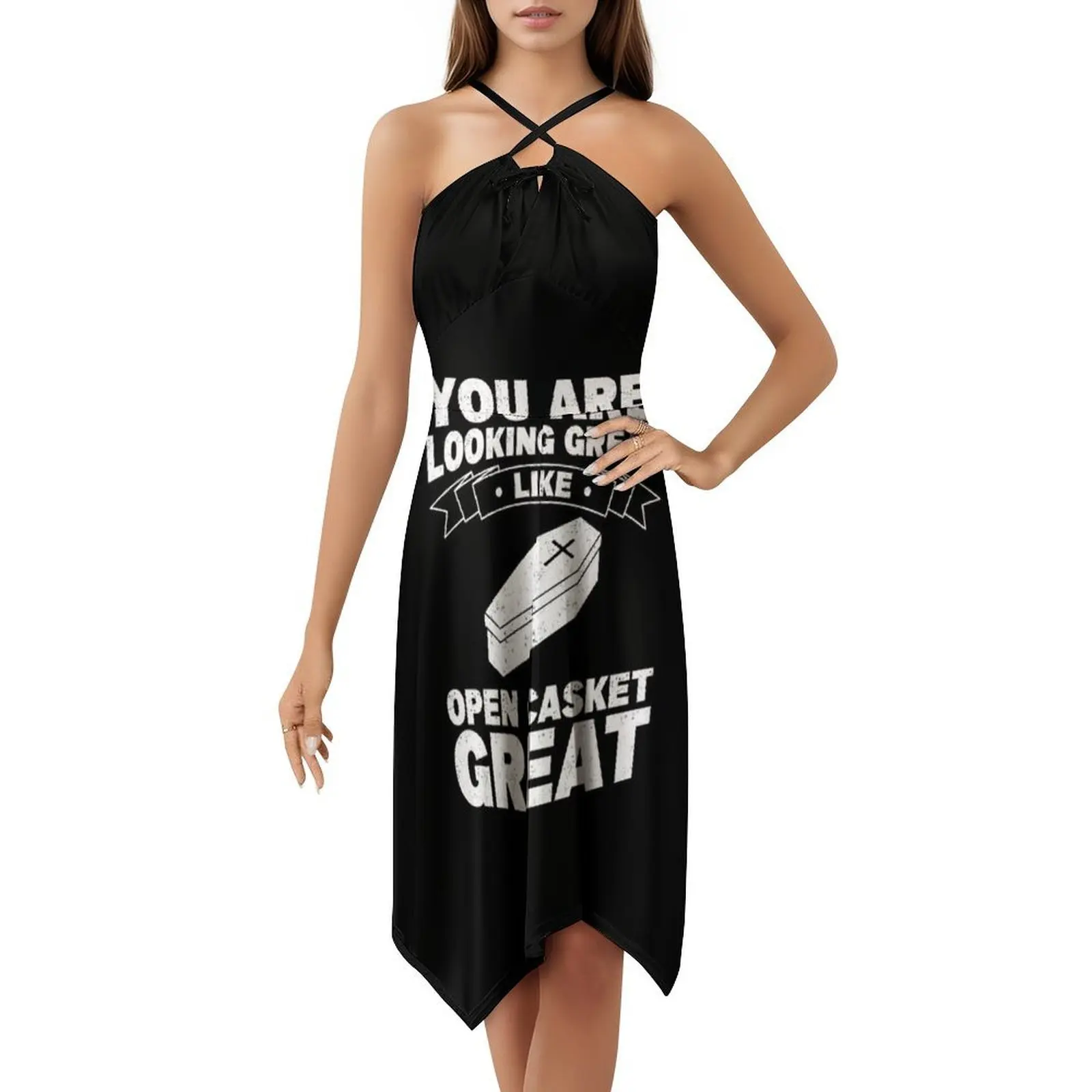 النعش المفتوح مدير جنازة عظيم Mortician Boho Chic فستان أنيق أنيق على الشاطئ وحفلات الزفاف وحفلات الاستجابة الجنازة