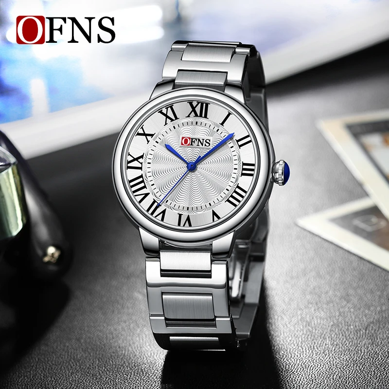 OFNS Top Brand Luxury Quartz Watches for Men High Quality Stainless Steel Leather Waterproof Sport Business Sport Quartz Clock