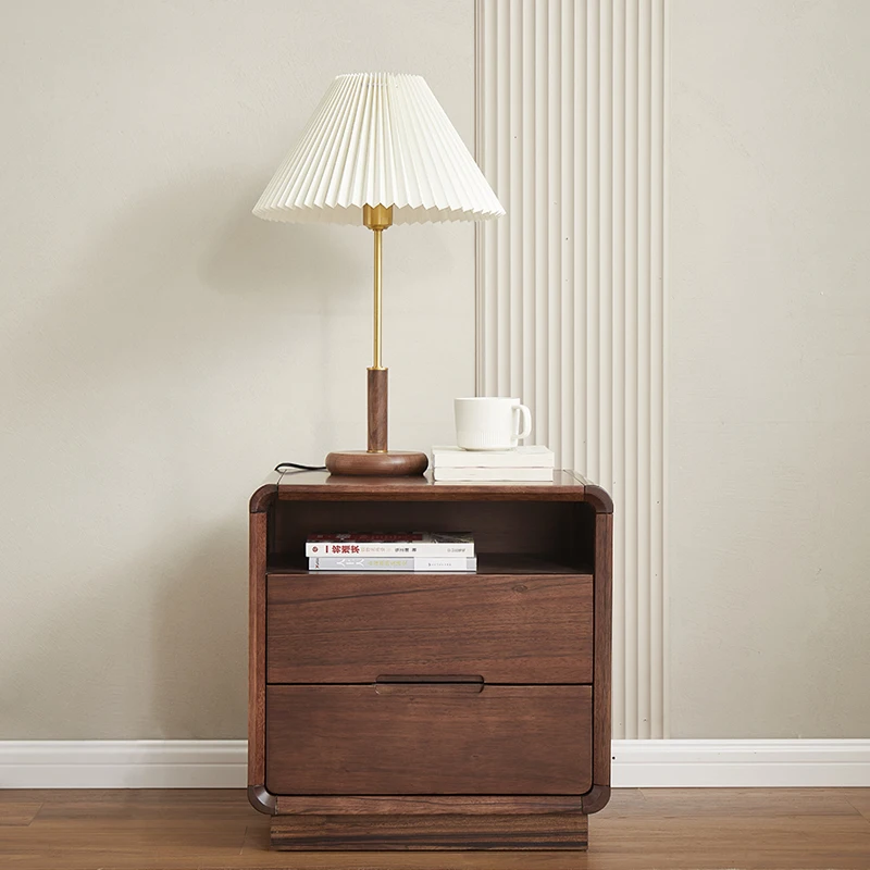 

Nordic black walnut all solid wood bedside table simple modern bedside table light luxury bedroom storage furniture