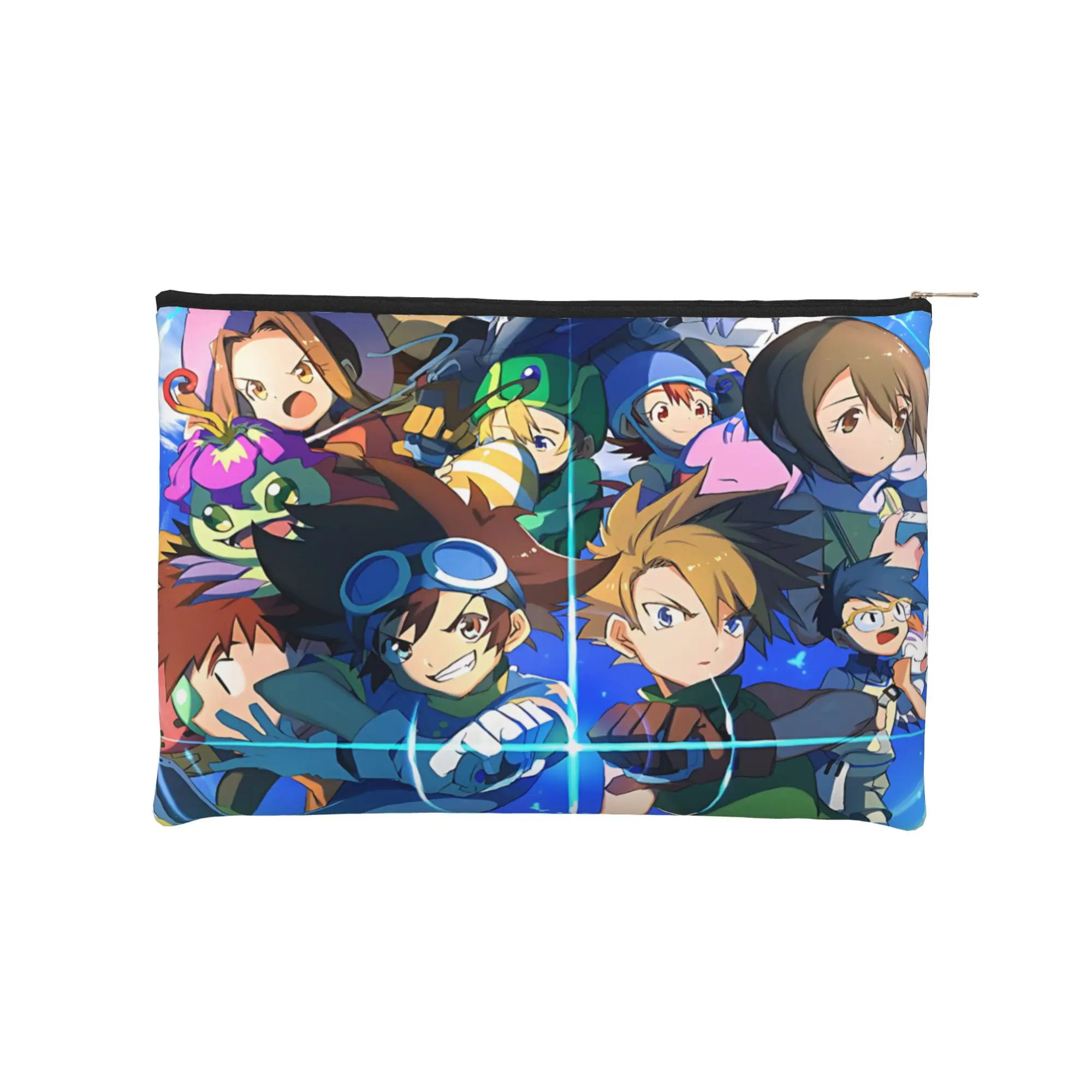 anime Foldable Cute pouch Digital Monster Makeup Bag  Toiletry Bag with Zipper Toiletries Storage Bag