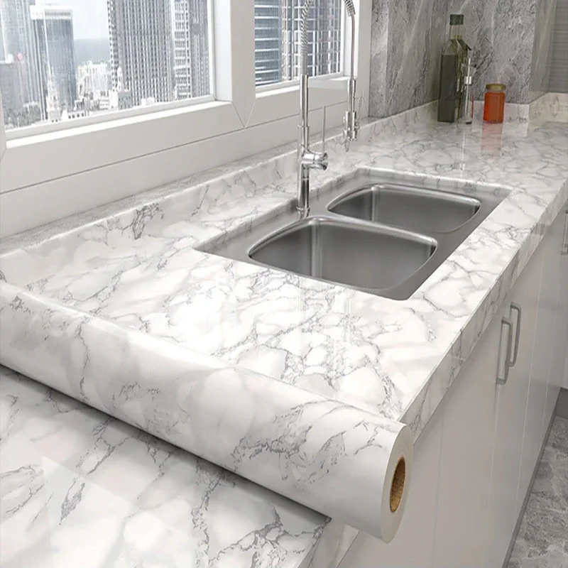 40cm Marble Vinyl Waterproof Wallpaper for Bathroom Table Kitchen Ambry Countertop Self Adhesive Sticker for Furniture Decor PVC